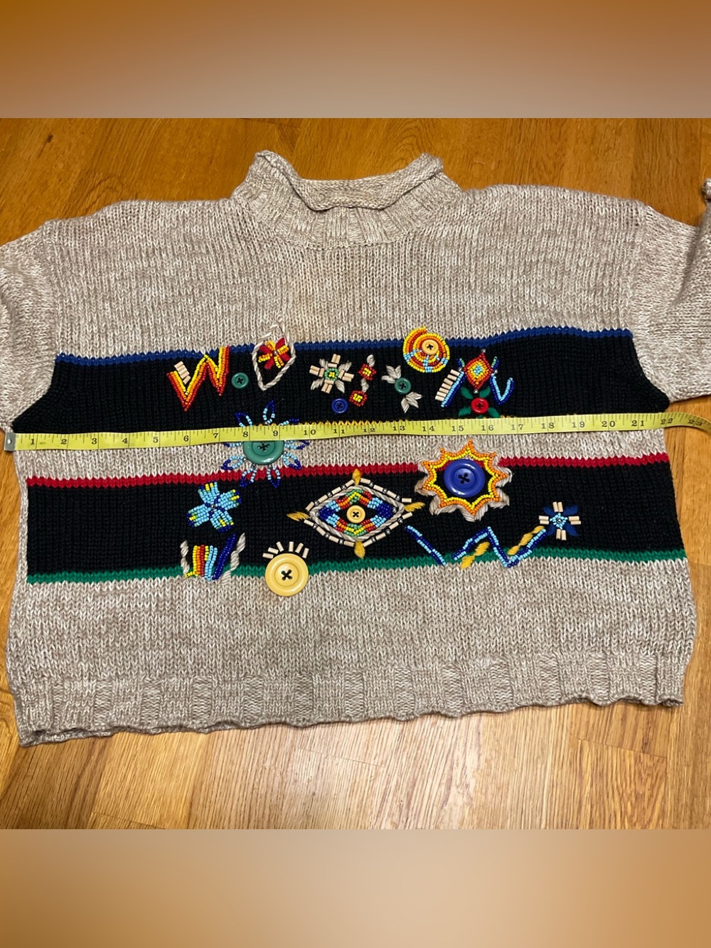 I.B.DIFFUSION VTG Chunky knit Crop Sweater Size M Art to wear-Bold-eclectic - Picture 9 of 9